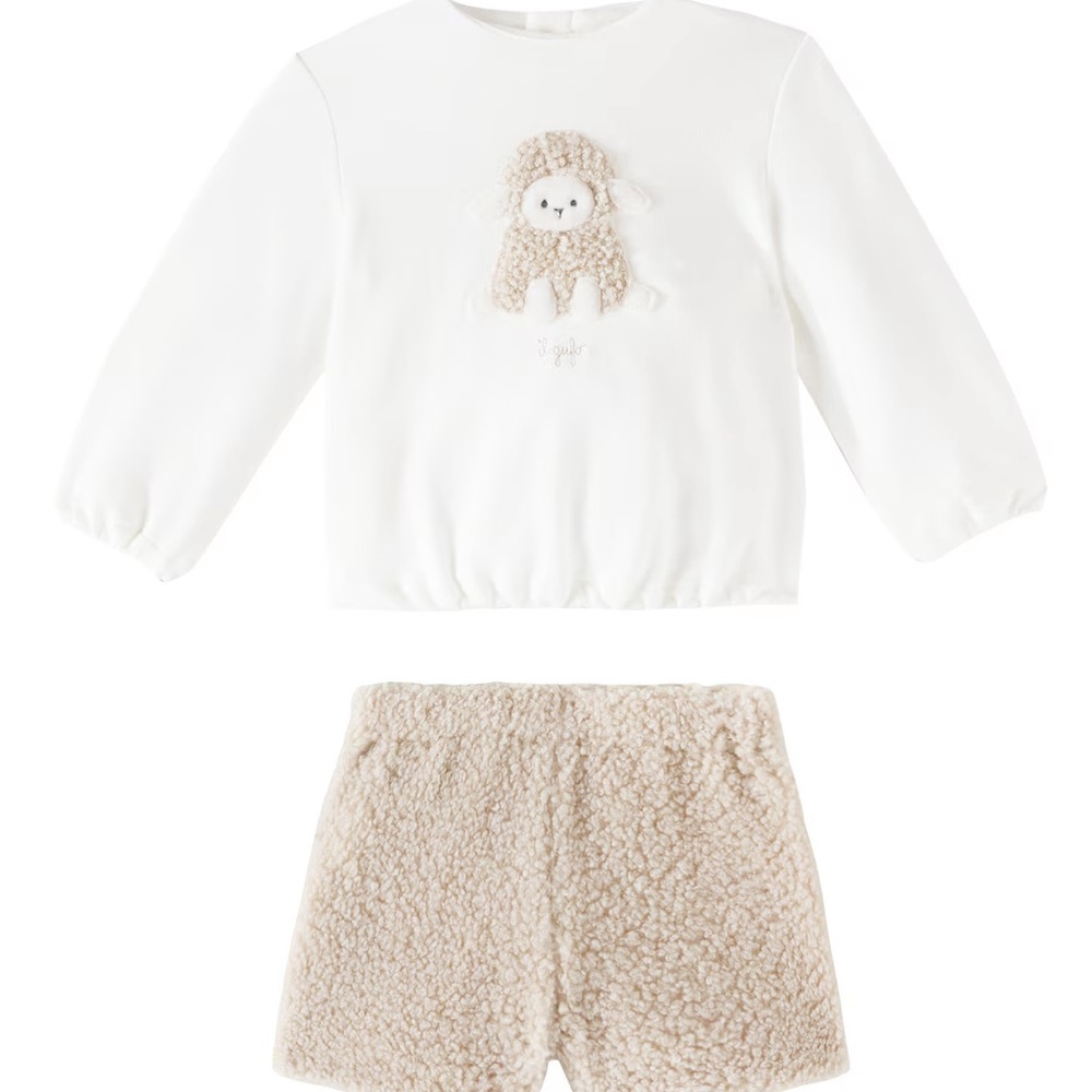 il Gufo Cream Baby lined Shorts & Top set size 9M Baby boy girl NWT